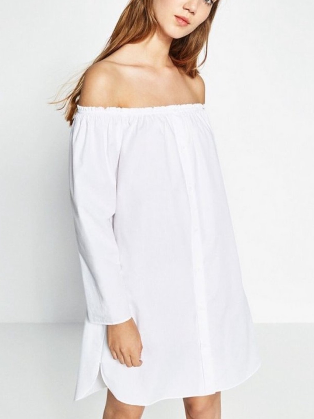NWOT Zara White Off-Shoulder Mini Dress
